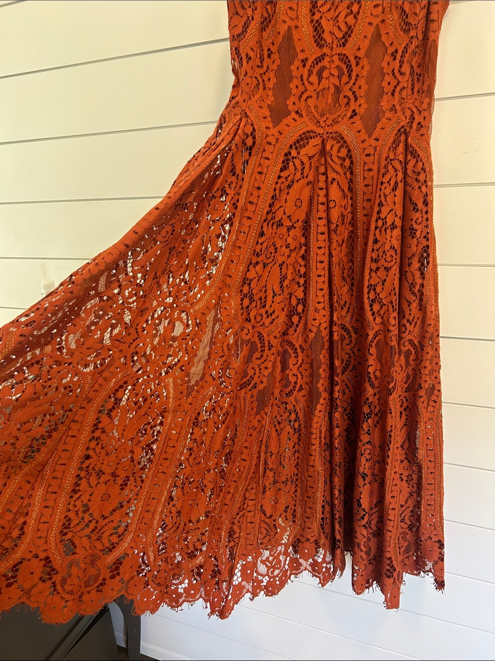 Free People Burnt Orange Lace Midi Dress - Picture 3 of 4